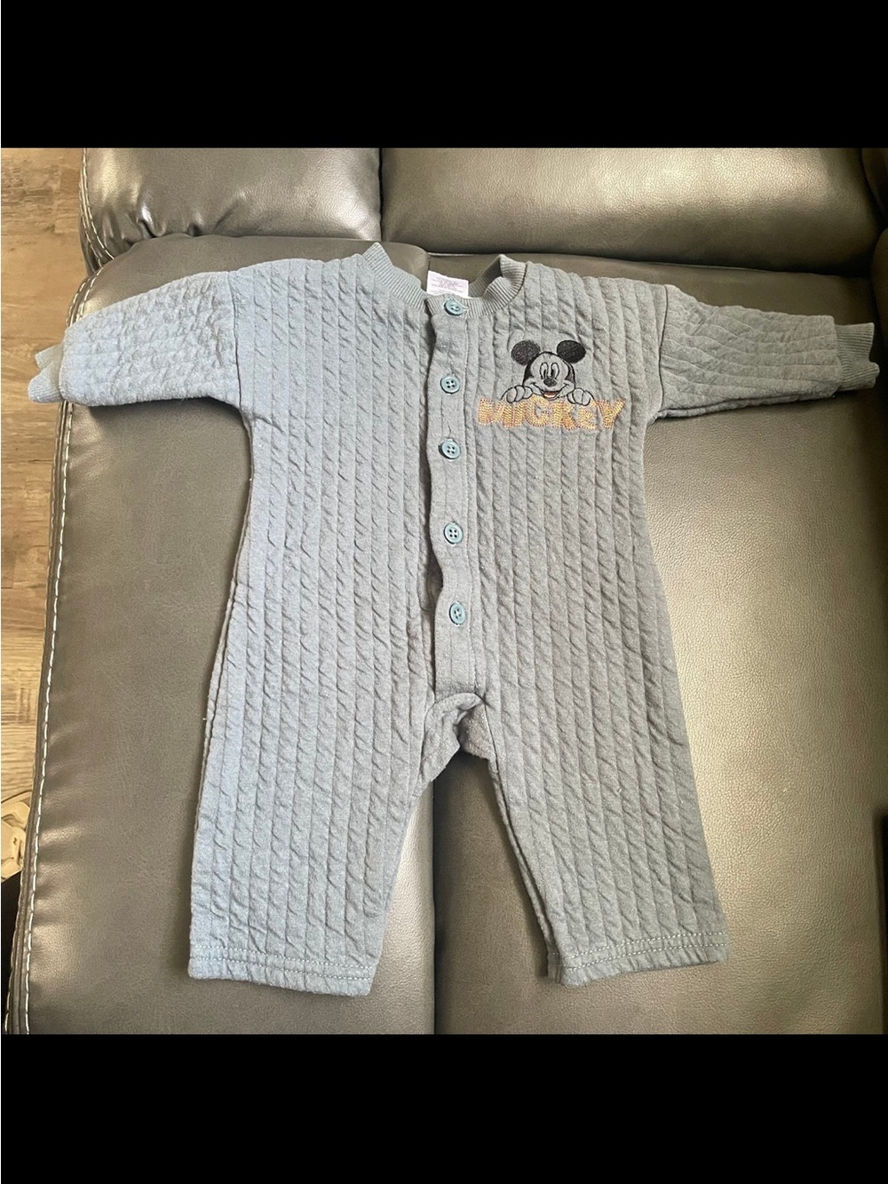 Mickey Mouse Quilted Grey One-Piece Romper
